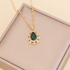 Multicolor Full Diamond Water Drop Women's Necklace With Water Wave Chain Made Of Glass Glaze And Artificial Crystal