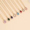 Multicolor Full Diamond Water Drop Women's Necklace With Water Wave Chain Made Of Glass Glaze And Artificial Crystal