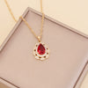 Multicolor Full Diamond Water Drop Women's Necklace With Water Wave Chain Made Of Glass Glaze And Artificial Crystal