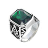 Multicolor Gemstone Titanium Steel Punk Geometric Ring For Men And Unisex With Polishing Treatment