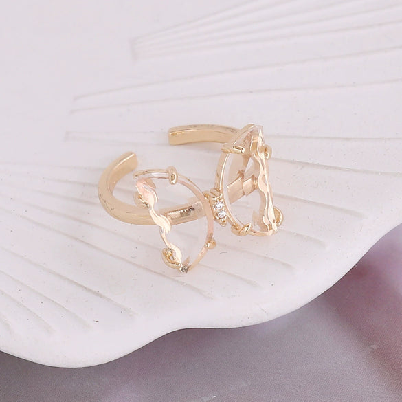 Multicolor Glass Butterfly Ring For Women Copper Electroplated Creative Jewelry