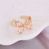 Multicolor Glass Butterfly Ring For Women Copper Electroplated Creative Jewelry