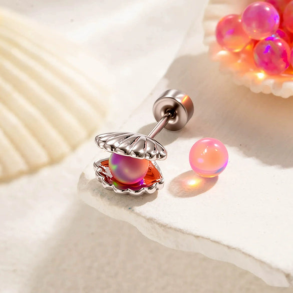 Multicolor Jelly Nebula Shell Metal Electroplated Piercing Earrings Unisex Fashion