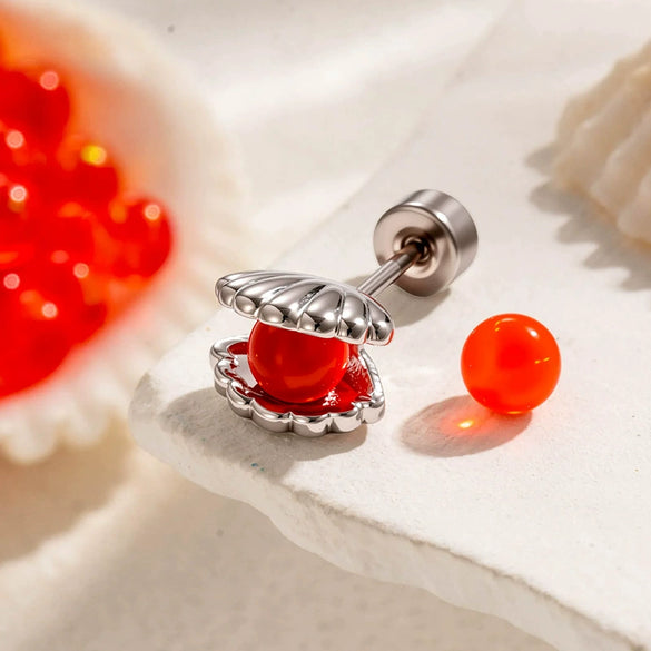 Multicolor Jelly Nebula Shell Metal Electroplated Piercing Earrings Unisex Fashion