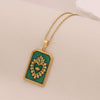 Multicolor Love Tarot Heart Shape Pendant Necklace In Stainless Steel With Dripping Oil For Women