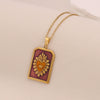 Multicolor Love Tarot Heart Shape Pendant Necklace In Stainless Steel With Dripping Oil For Women