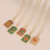 Multicolor Love Tarot Heart Shape Pendant Necklace In Stainless Steel With Dripping Oil For Women
