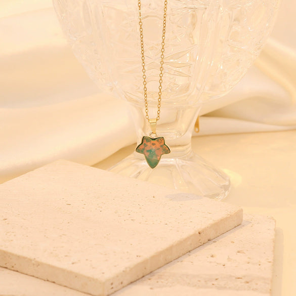 Multicolor Maple Leaf Pendant Fashion Stainless Steel Clavicle Chain Necklace