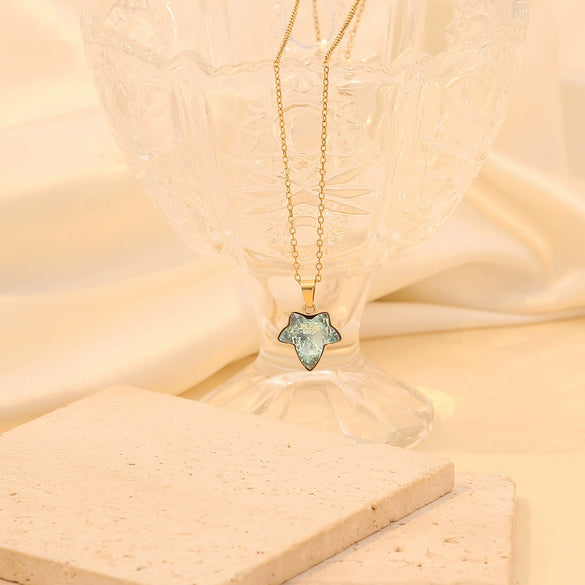 Multicolor Maple Leaf Pendant Fashion Stainless Steel Clavicle Chain Necklace