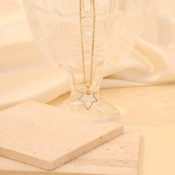 Multicolor Maple Leaf Pendant Fashion Stainless Steel Clavicle Chain Necklace