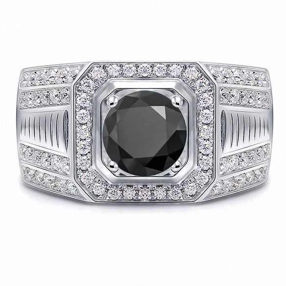 Multicolor Moissanite Full Diamond Four Claw Men's And Women's Ring In 925 Silver With Geometric Styling And Electroplating