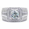 Multicolor Moissanite Full Diamond Four Claw Men's And Women's Ring In 925 Silver With Geometric Styling And Electroplating