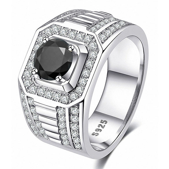 Multicolor Moissanite Full Diamond Four Claw Men's And Women's Ring In 925 Silver With Geometric Styling And Electroplating