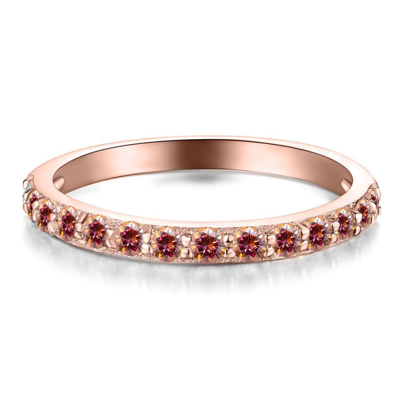 Multicolor Moissanite Oneline Single Row Round Stacked Simple Sterling Silver Ring With Geometric Design And Electroplating