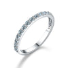Multicolor Moissanite Oneline Single Row Round Stacked Simple Sterling Silver Ring With Geometric Design And Electroplating