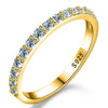 Multicolor Moissanite Oneline Single Row Round Stacked Simple Sterling Silver Ring With Geometric Design And Electroplating