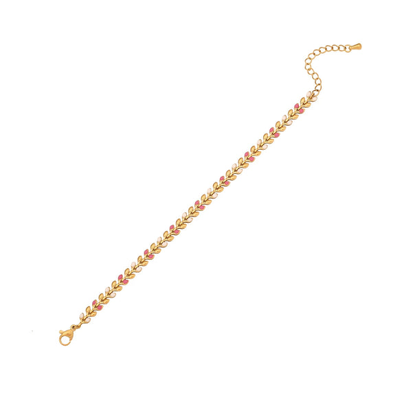 Multicolor Oil Dropping Wheat Bracelet For Women Stainless Steel Jewelry With Dripping Oil Treatment