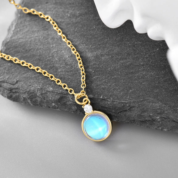 Multicolor Round Gem Ochain Necklace Plated With Real Gold Geometric Style