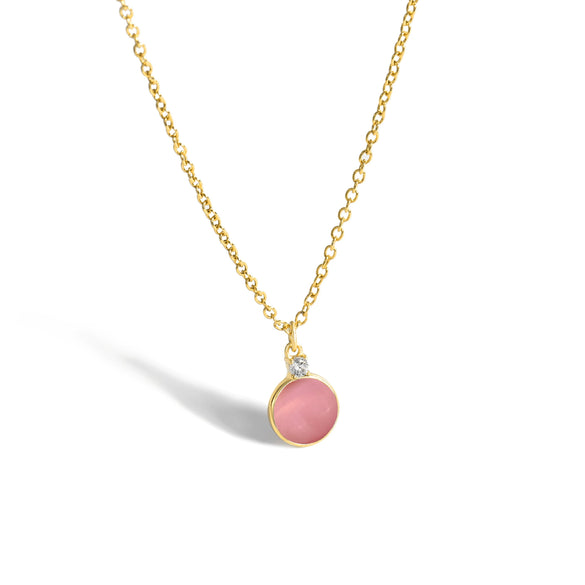 Multicolor Round Gem Ochain Necklace Plated With Real Gold Geometric Style