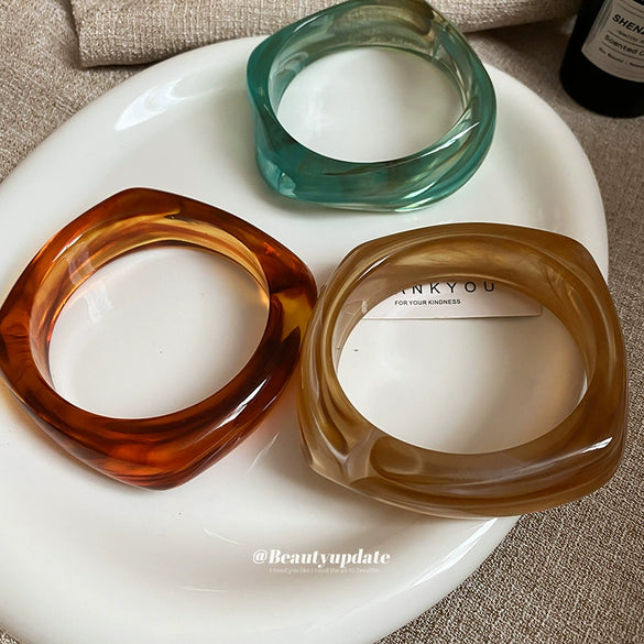 Multicolor Shaped Acrylic Resin Women's Handmade Light Luxury Niche Design Exaggerated Irregular Geometric Bracelet
