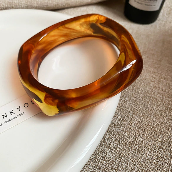 Multicolor Shaped Acrylic Resin Women's Handmade Light Luxury Niche Design Exaggerated Irregular Geometric Bracelet