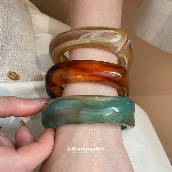 Multicolor Shaped Acrylic Resin Women's Handmade Light Luxury Niche Design Exaggerated Irregular Geometric Bracelet