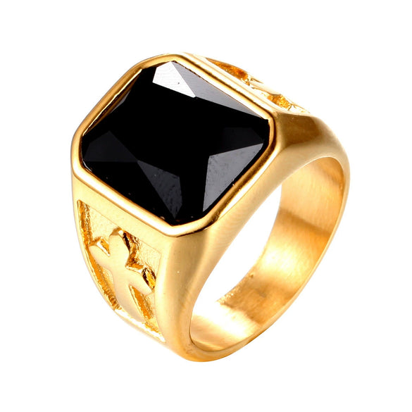 Multicolor Stainless Steel And Titanium Steel Punk Cross Ring For Men And Unisex With Geometric Pattern And Polishing Treatment