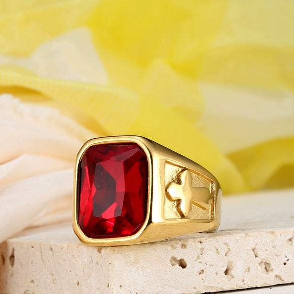 Multicolor Stainless Steel And Titanium Steel Punk Cross Ring For Men And Unisex With Geometric Pattern And Polishing Treatment