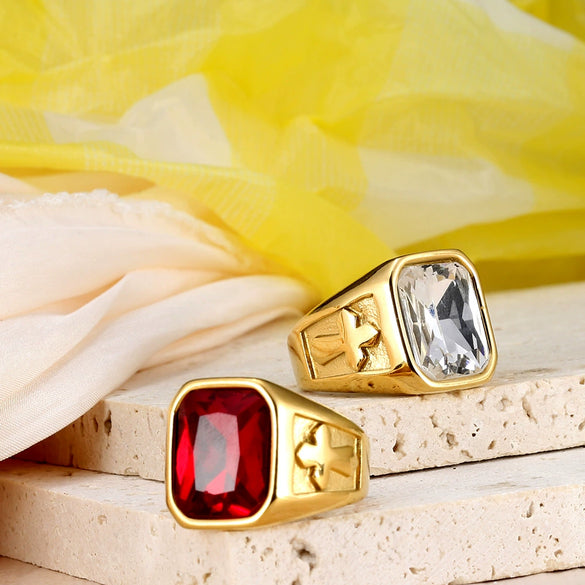 Multicolor Stainless Steel And Titanium Steel Punk Cross Ring For Men And Unisex With Geometric Pattern And Polishing Treatment