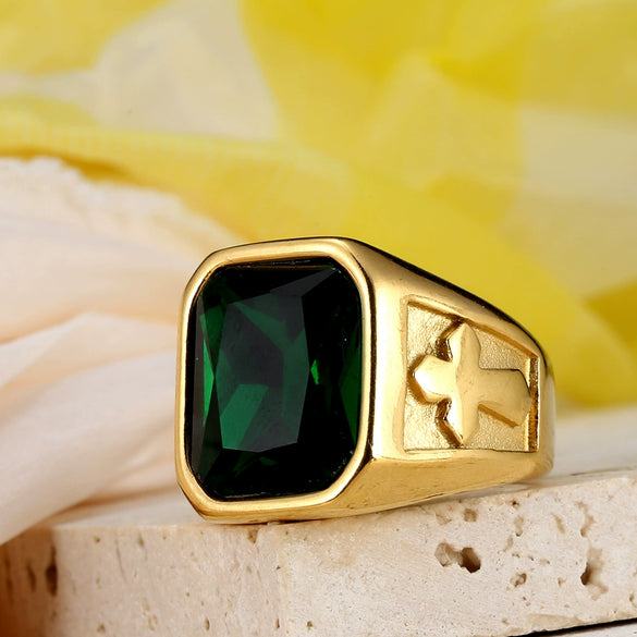 Multicolor Stainless Steel And Titanium Steel Punk Cross Ring For Men And Unisex With Geometric Pattern And Polishing Treatment