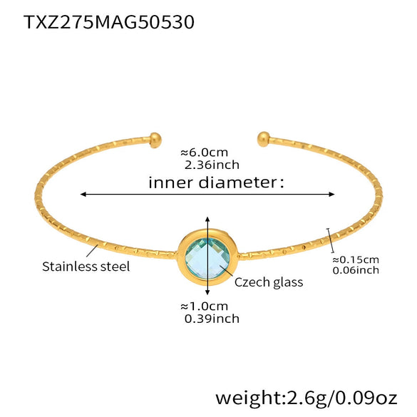 Multifaceted Czech Glass Open Circle Bracelet Jewelry Stainless Steel Nonfading