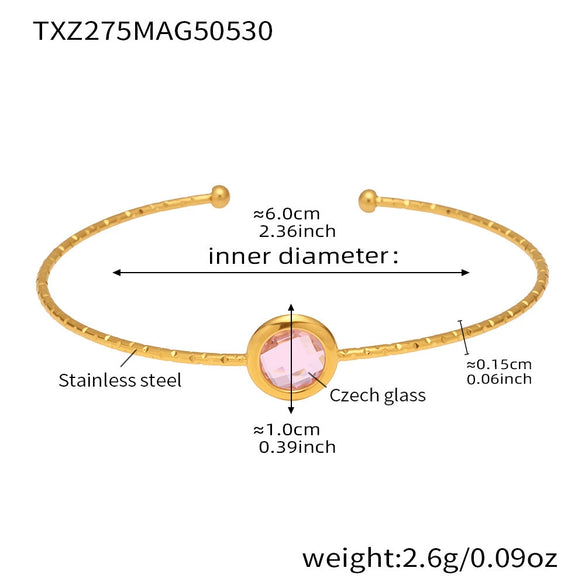 Multifaceted Czech Glass Open Circle Bracelet Jewelry Stainless Steel Nonfading
