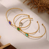 Multifaceted Czech Glass Open Circle Bracelet Jewelry Stainless Steel Nonfading