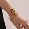 Multifaceted Czech Glass Open Circle Bracelet Jewelry Stainless Steel Nonfading