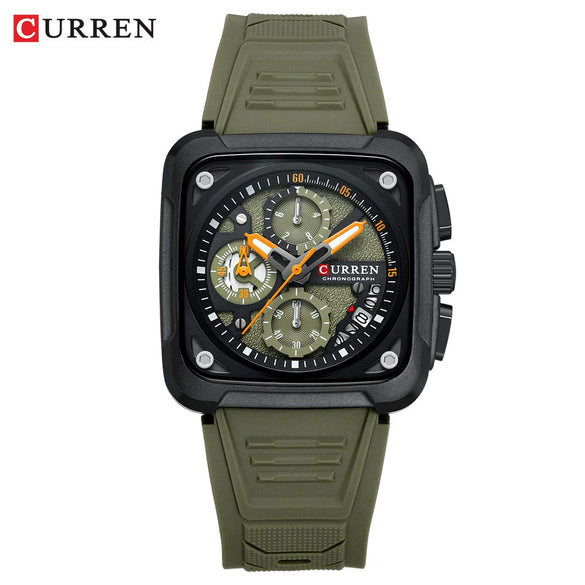Multifunction Square And Round Dial Alloy And Silicone Men's Business Sports Watch