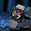 Multifunction Square And Round Dial Alloy And Silicone Men's Business Sports Watch