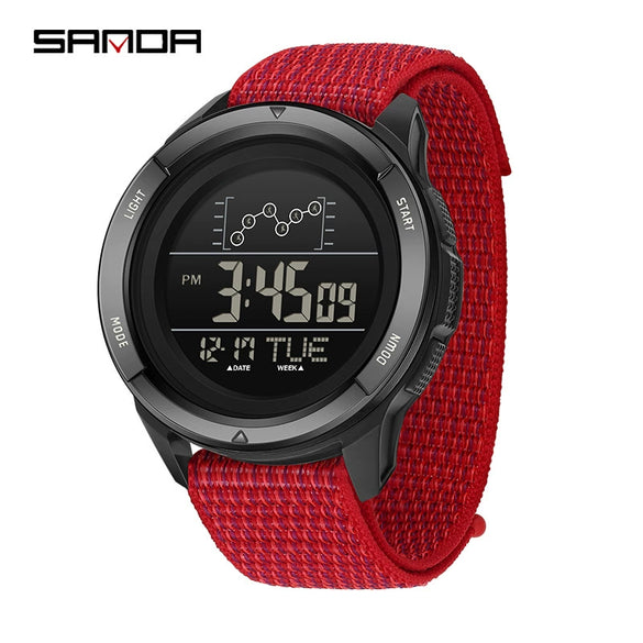 Multifunction Student Electronic Watch With Nylon Band Round Shape Alloy Alloyabs Case And Acrylic Mirror