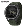 Multifunction Student Electronic Watch With Nylon Band Round Shape Alloy Alloyabs Case And Acrylic Mirror
