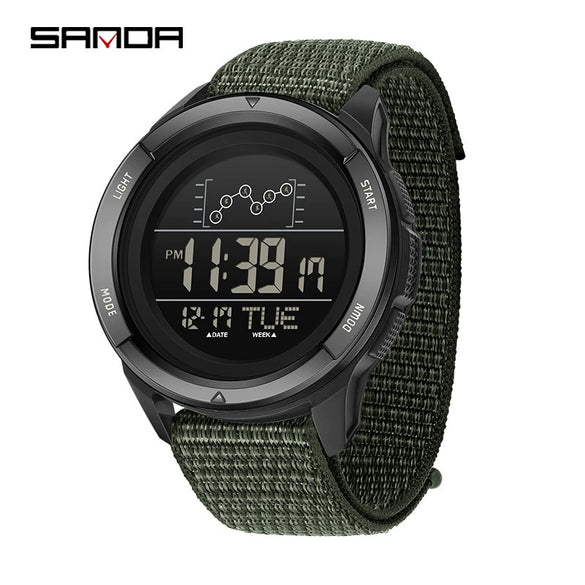 Multifunction Student Electronic Watch With Nylon Band Round Shape Alloy Alloyabs Case And Acrylic Mirror