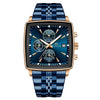 Multifunctional Business Men's Quartz Watch Alloy Case Stainless Steel Strap Square Dial Waterproof Luminous Calendar Threeeye Sixpin