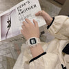 Multifunctional Casual Electronic Watch With Luminous Square Design Plastic Case Plastic Mirror And Silicone Strap For Men And Women Students