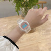 Multifunctional Casual Electronic Watch With Luminous Square Design Plastic Case Plastic Mirror And Silicone Strap For Men And Women Students