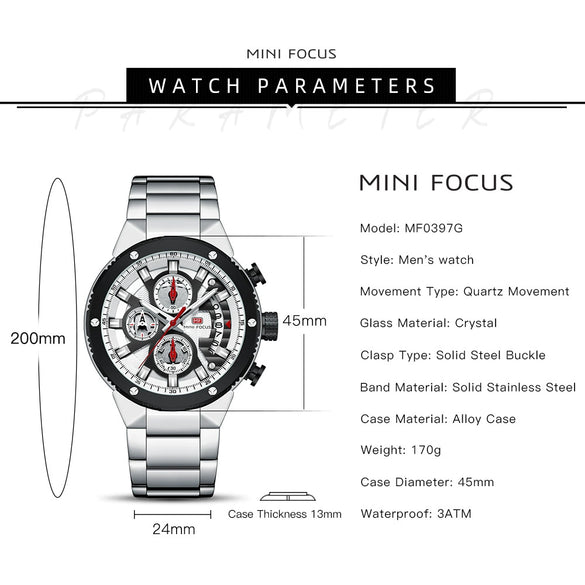 Multifunctional Casual Men's Watch With Steel Belt Quartz Movement Round Dial And Luminous Pointer