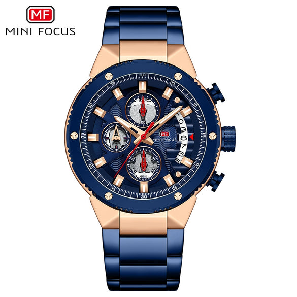 Multifunctional Casual Men's Watch With Steel Belt Quartz Movement Round Dial And Luminous Pointer