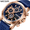 Multifunctional Chronograph Large Dial Men's Watch Alloy Case Silicone Strap Mineral Strengthened Glass Mirror Round Dial