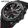 Multifunctional Chronograph Luminous Calendar Men's Alloy And Silicone Sports Quartz Watch With Round Dial