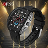 Multifunctional Chronograph Quartz Watch Abs Case Silicone Strap Wine Barrel Shape For Men