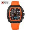 Multifunctional Chronograph Quartz Watch Abs Case Silicone Strap Wine Barrel Shape For Men