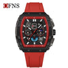 Multifunctional Chronograph Quartz Watch Abs Case Silicone Strap Wine Barrel Shape For Men