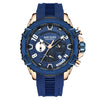 Multifunctional Chronograph Quartz Watch Alloy Case Mineral Strengthened Glass Mirror Silicone Strap Stainless Steel Clasp Round Dial Men's Watch